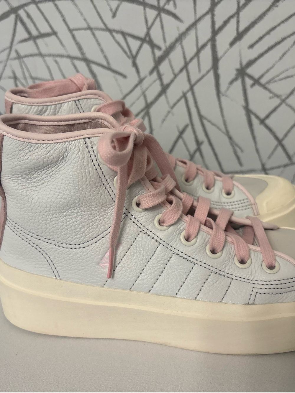 adidas Nizza Bonega Mid Platform Sneakers Pink/White Size 8